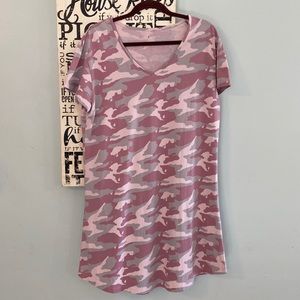 Blue Gray Brand T-shirt Dress Pink/Grey Camo XL